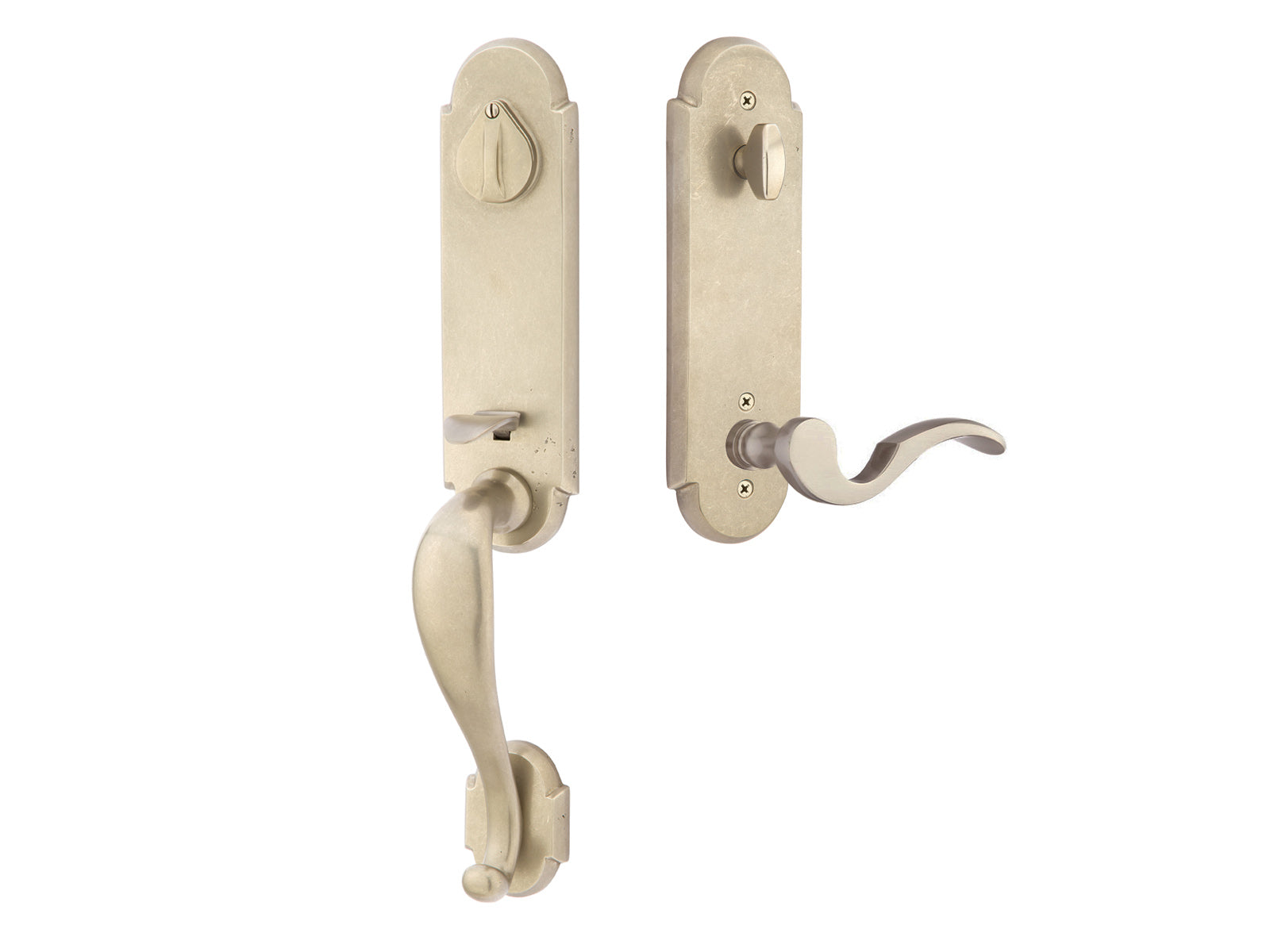 Emtek Cheyenne Mortise Entry Handleset Tumbled White Bronze TWB