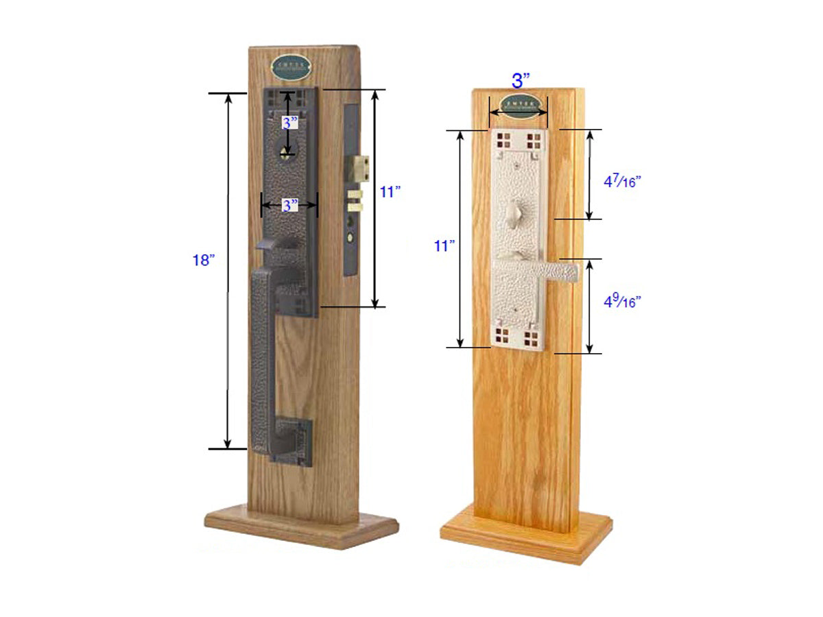 Emtek Craftsman Mortise Entry Handleset - Dimensions