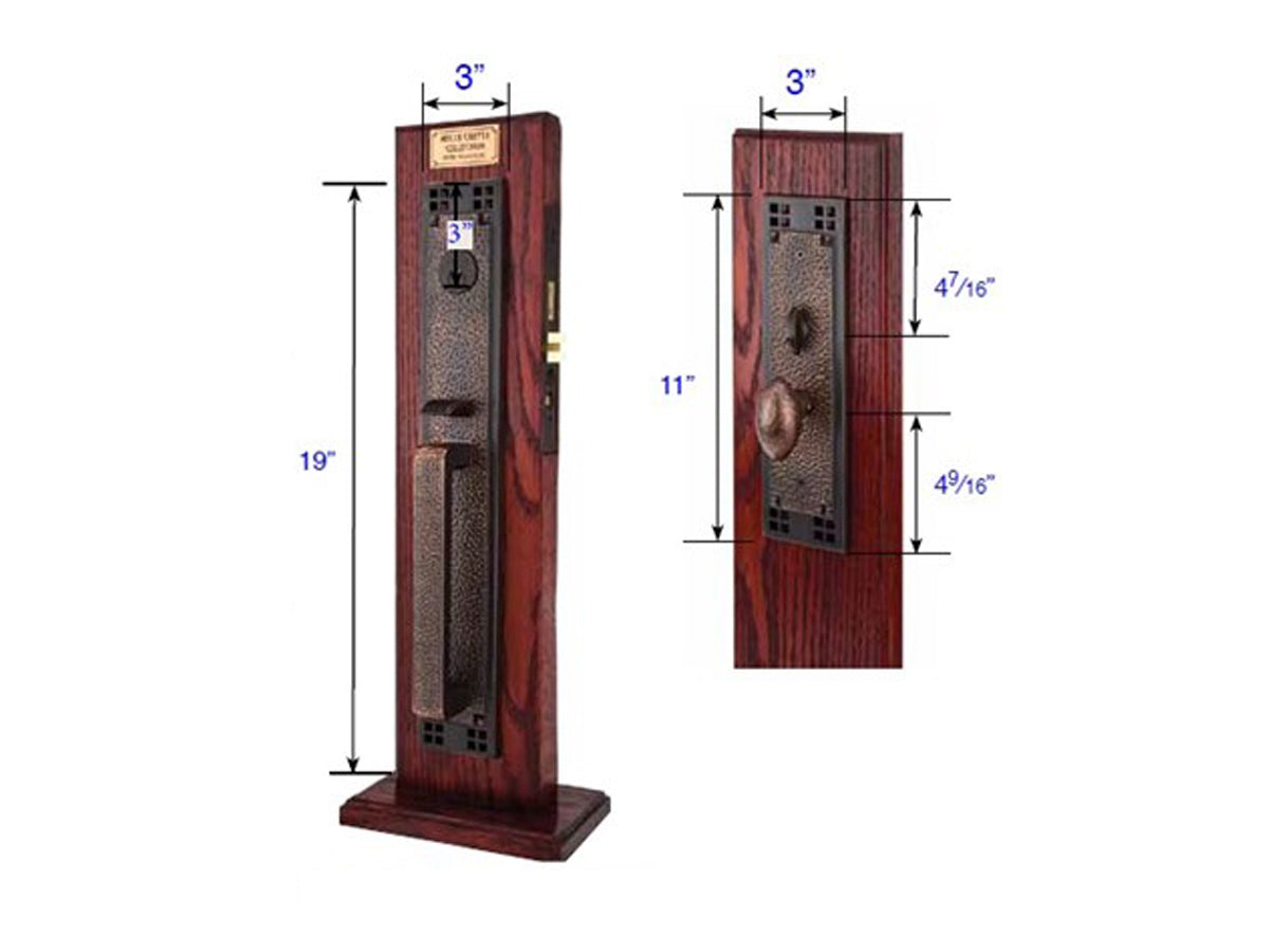 Emtek Craftsman Full Length Mortise Entry Handleset - Dimensions