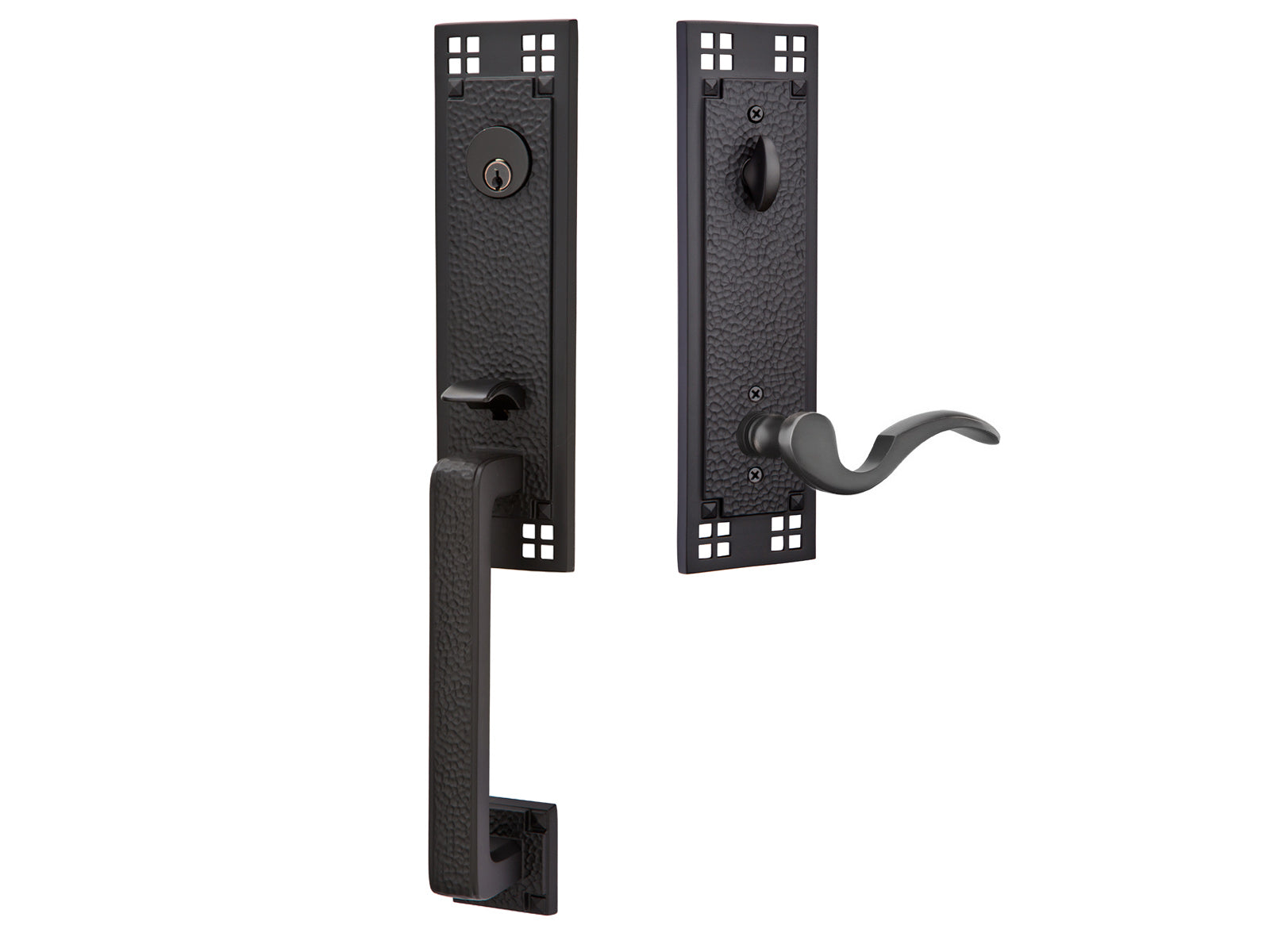 Emtek Craftsman Mortise Entry Handleset Flat Black US19