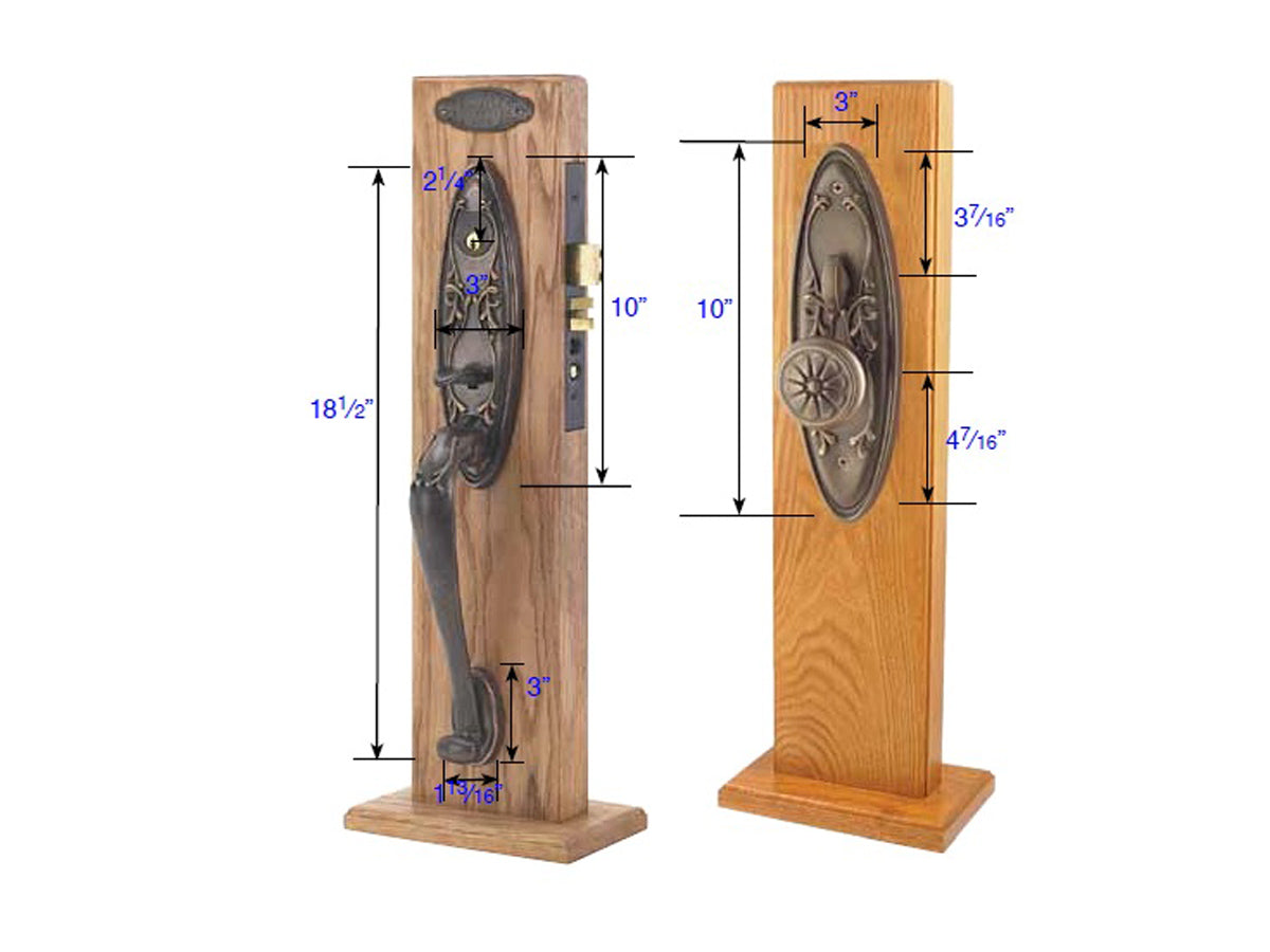 Emtek Da Vinci Mortise Entry Handleset - Dimensions