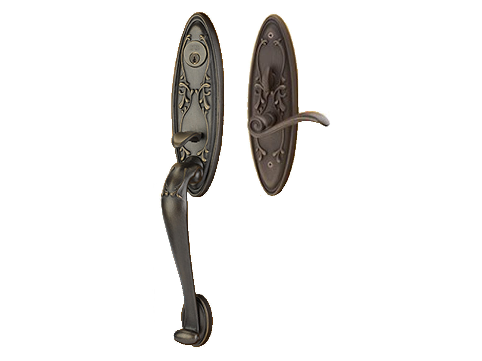 Emtek Da Vinci Mortise Entry Handleset Medium Bronze Patina MB