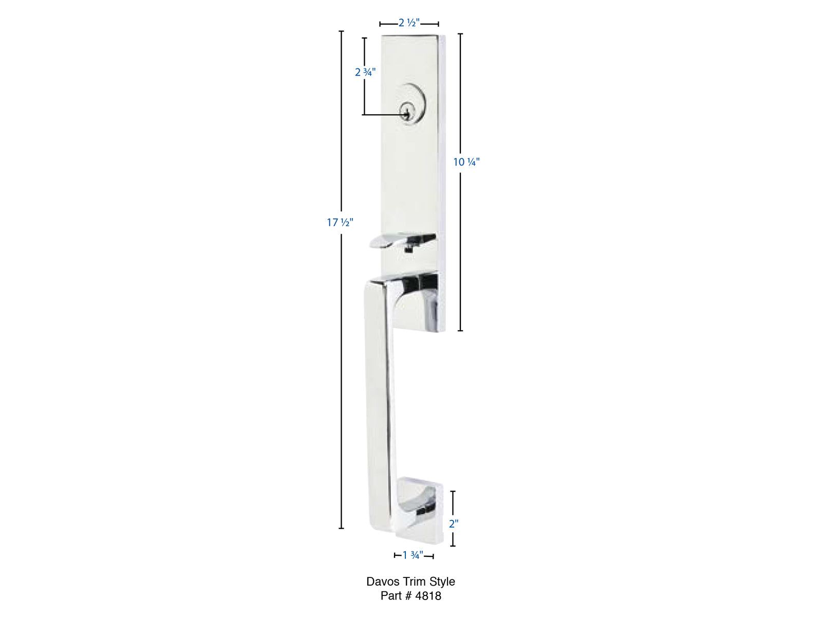 Emtek Davos Tubular Entry Handleset Dimensions