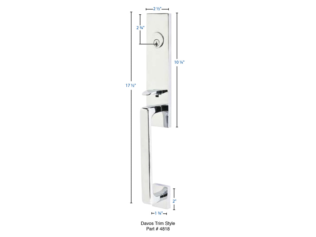 Emtek Davos Tubular Entry Handleset Dimensions