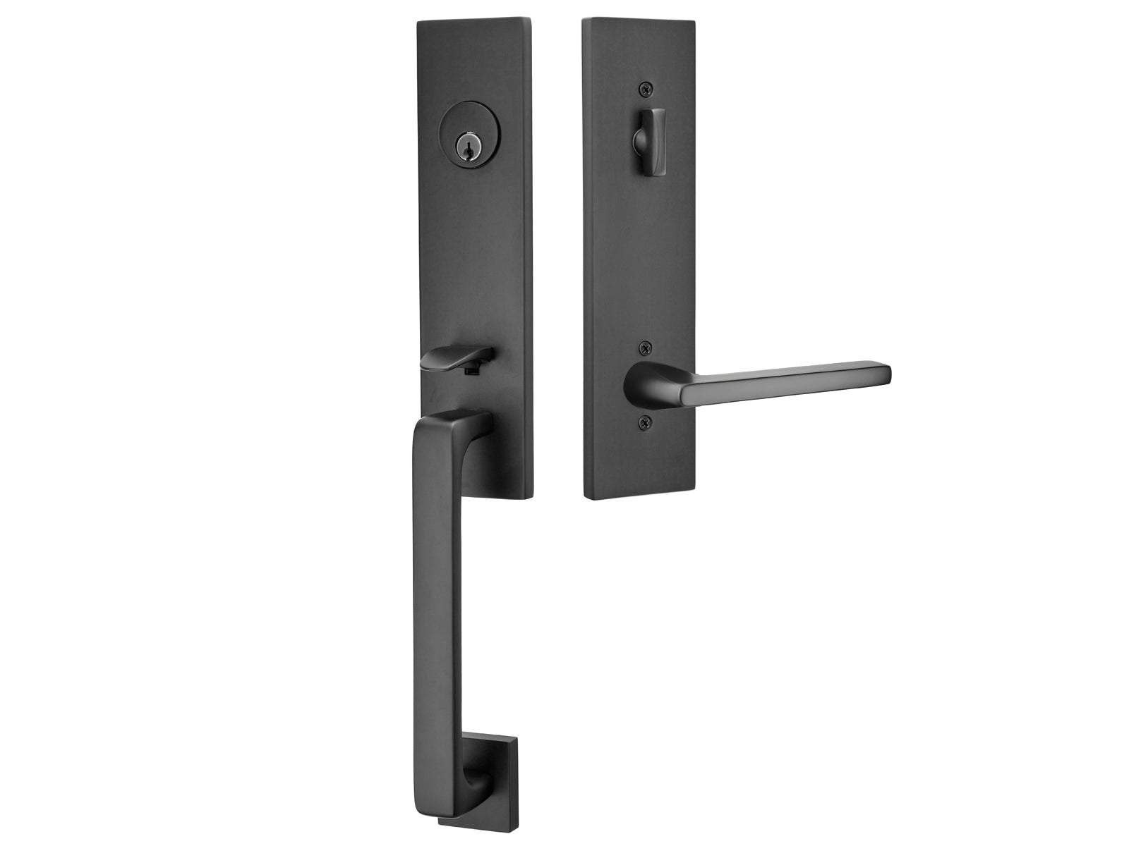 Emtek Davos Tubular Entry Handleset Flat Black US19