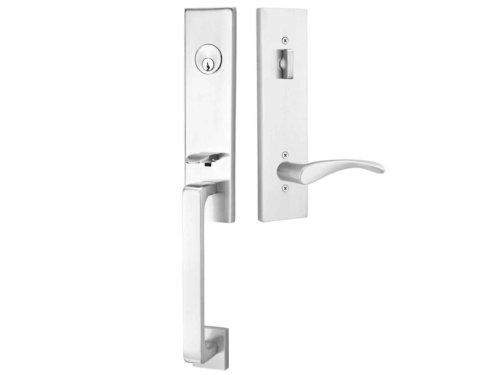 Emtek Davos Tubular Entry Handleset Polished Nickel US14