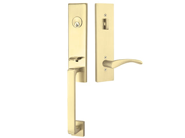 Emtek Davos Tubular Entry Handleset Satin Brass US4