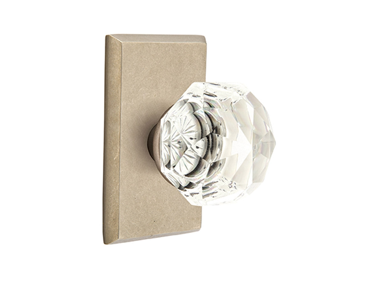 Emtek Diamond Crystal Knob Tumbled White Bronze TWB