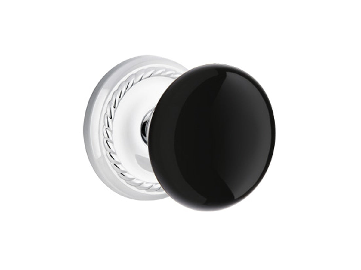 Emtek Ebony Porcelain Knob Polished Chrome US26