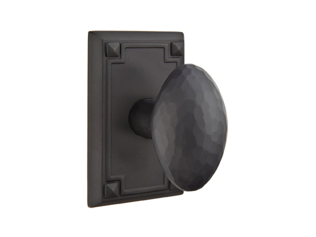 Emtek Hammered Egg Brass Knob Flat Black US19