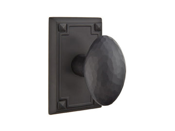 Emtek Hammered Egg Brass Knob Flat Black US19