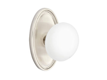 Emtek Ice White Porcelain Knob Satin Nickel US15