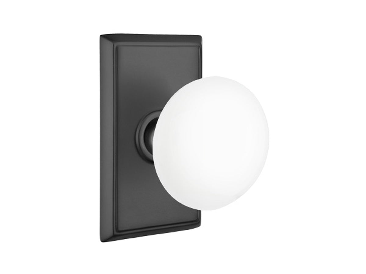 Emtek Ice White Porcelain Knob Flat Black US19