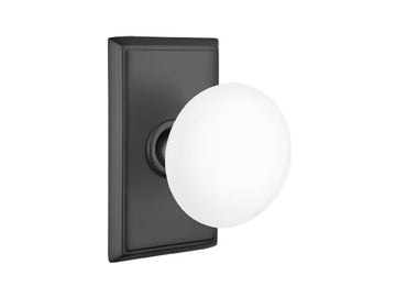 Emtek Ice White Porcelain Knob Flat Black US19