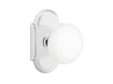 Emtek Ice White Porcelain Knob Polished Chrome US26