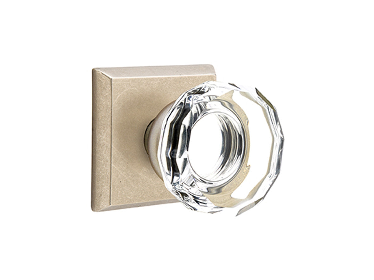 Emtek Lowell Crystal Knob Tumbled White Bronze TWB