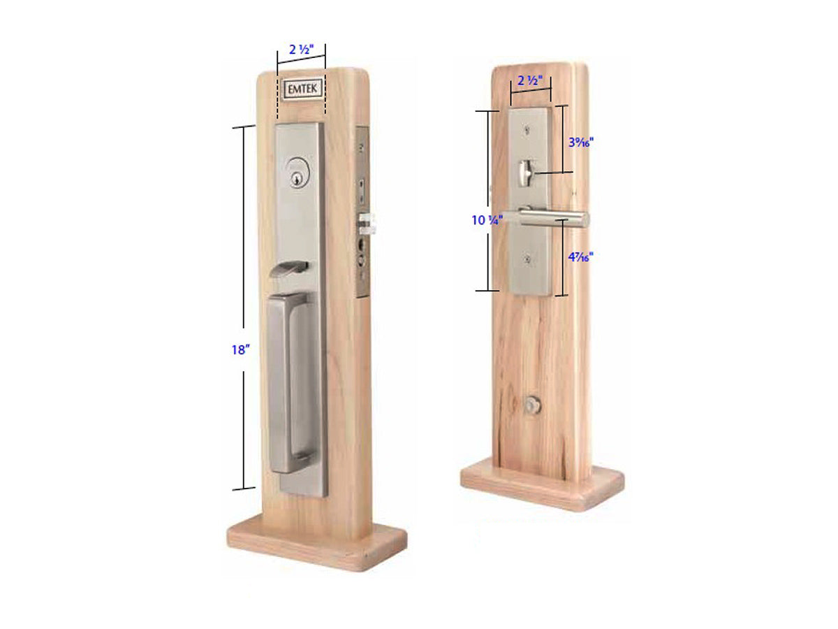 Emtek Lugano Mortise Entry Handleset - Dimensions