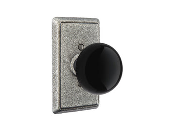 Emtek Madison Black Knob Satin Steel SWS