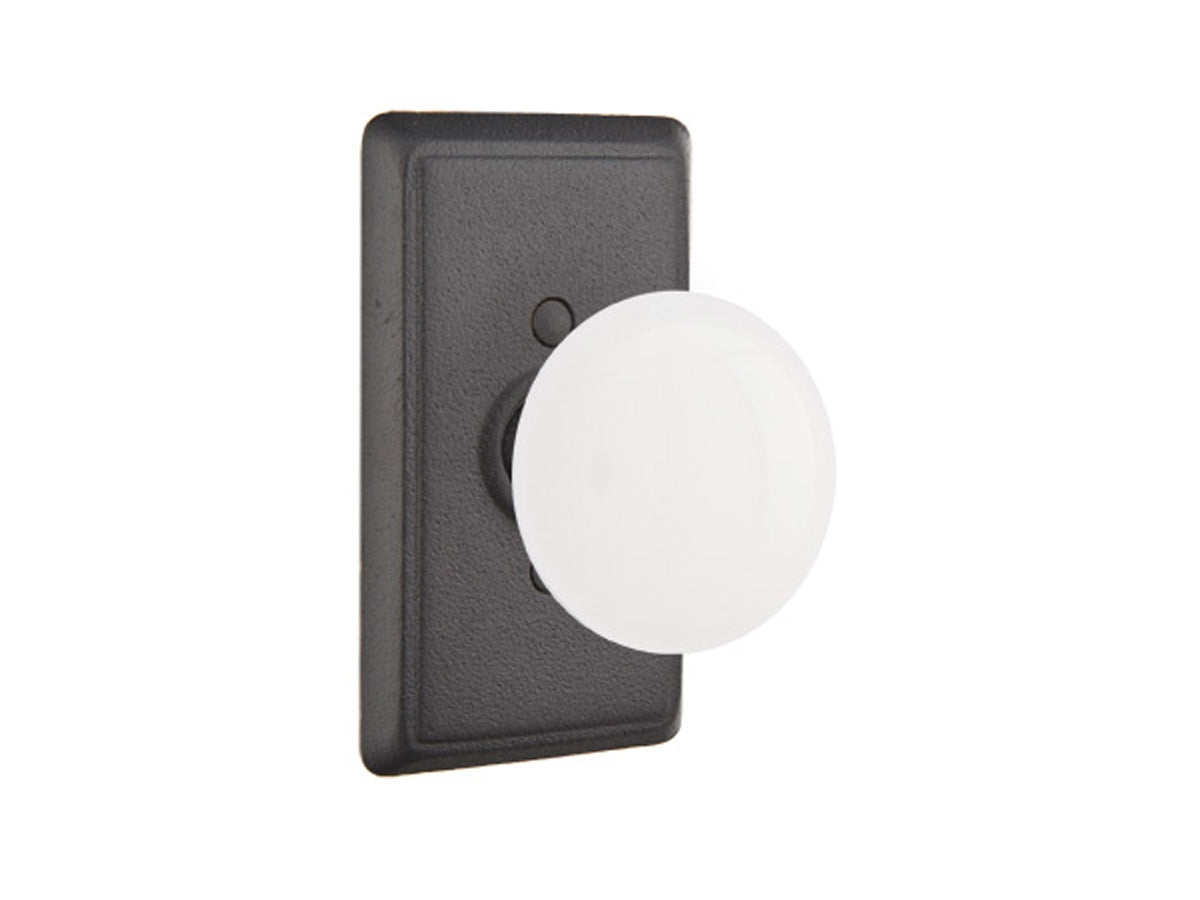 Emtek Madison Ivory Knob Flat Black Steel FBS