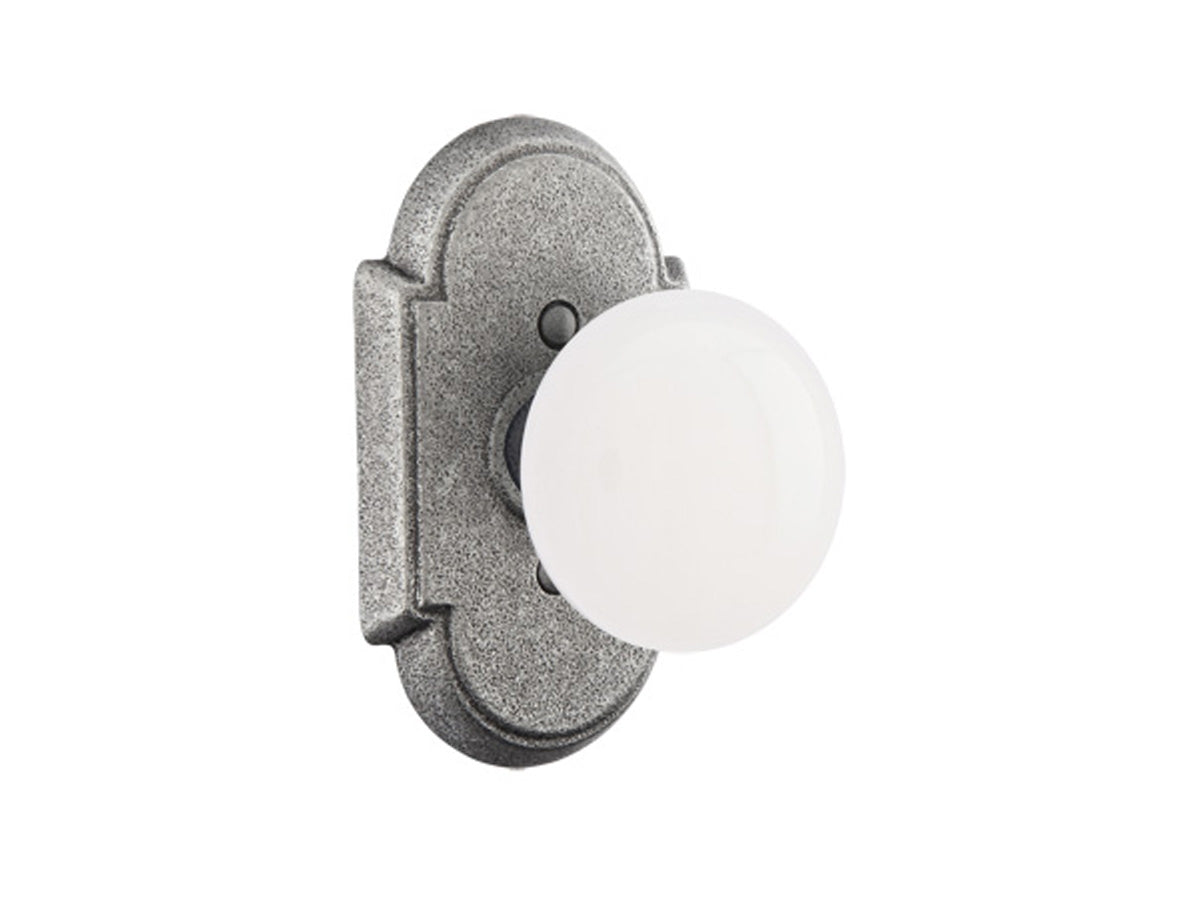Emtek Madison Ivory Knob Satin Steel SWS