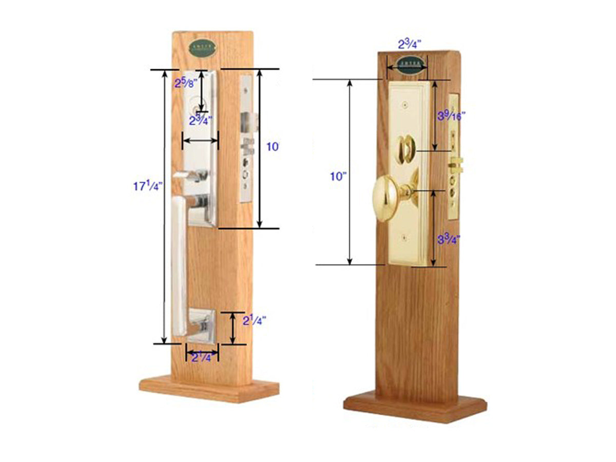 Emtek Manhattan Mortise Entry Handleset - Dimensions