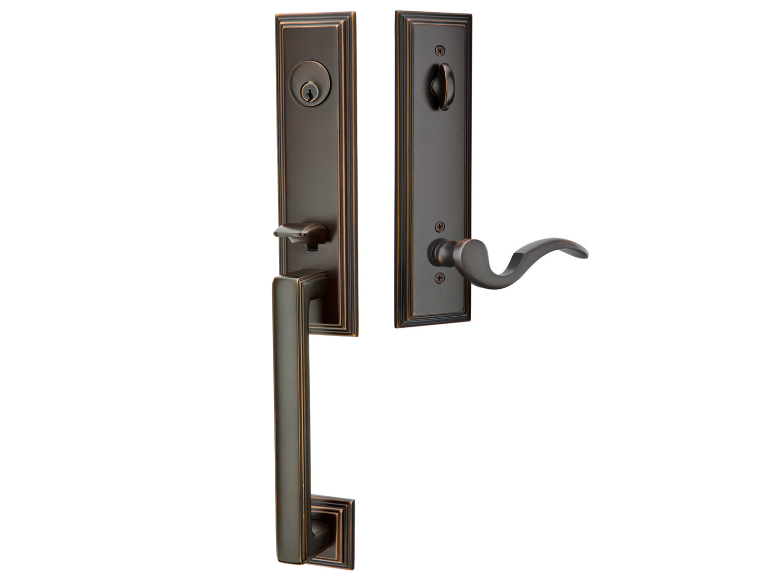Emtek Manhattan Mortise Entry Handleset Oil Rubbed Bronze US10B