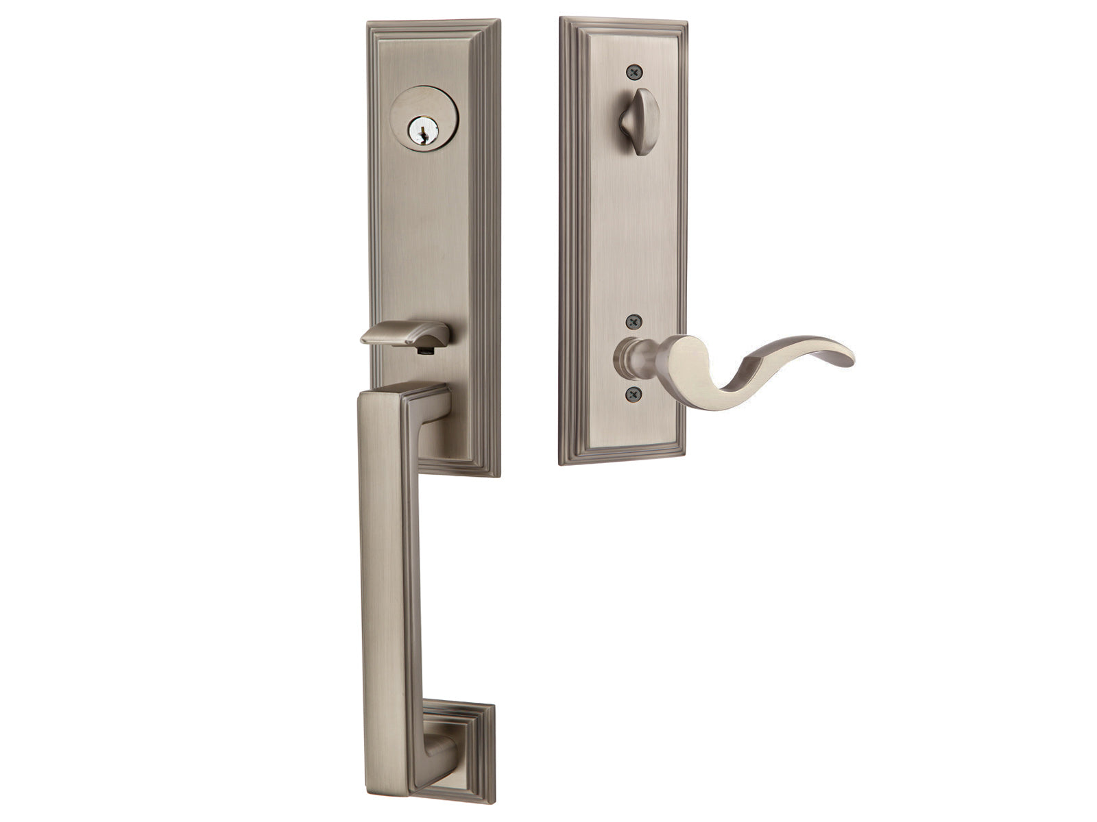 Emtek Manhattan Mortise Entry Handleset Pewter US15A