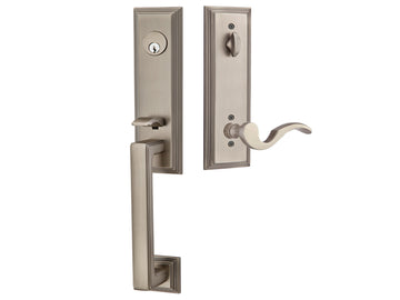 Emtek Manhattan Mortise Entry Handleset Pewter US15A