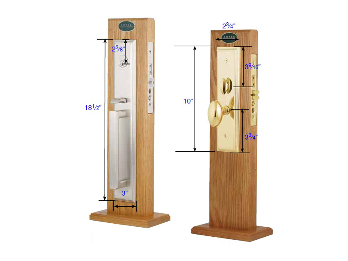 Emtek Melrose Mortise Entry Handleset - Dimensions