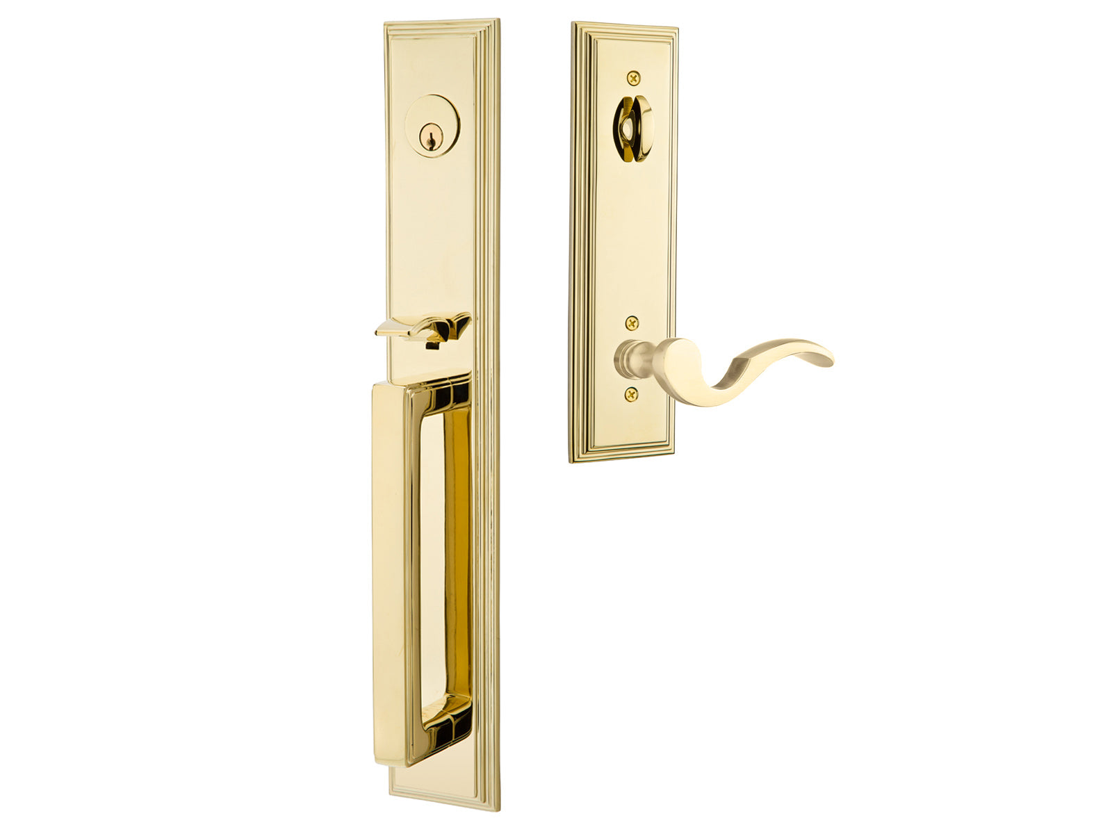 Emtek Melrose Mortise Entry Handleset Polished Brass US3