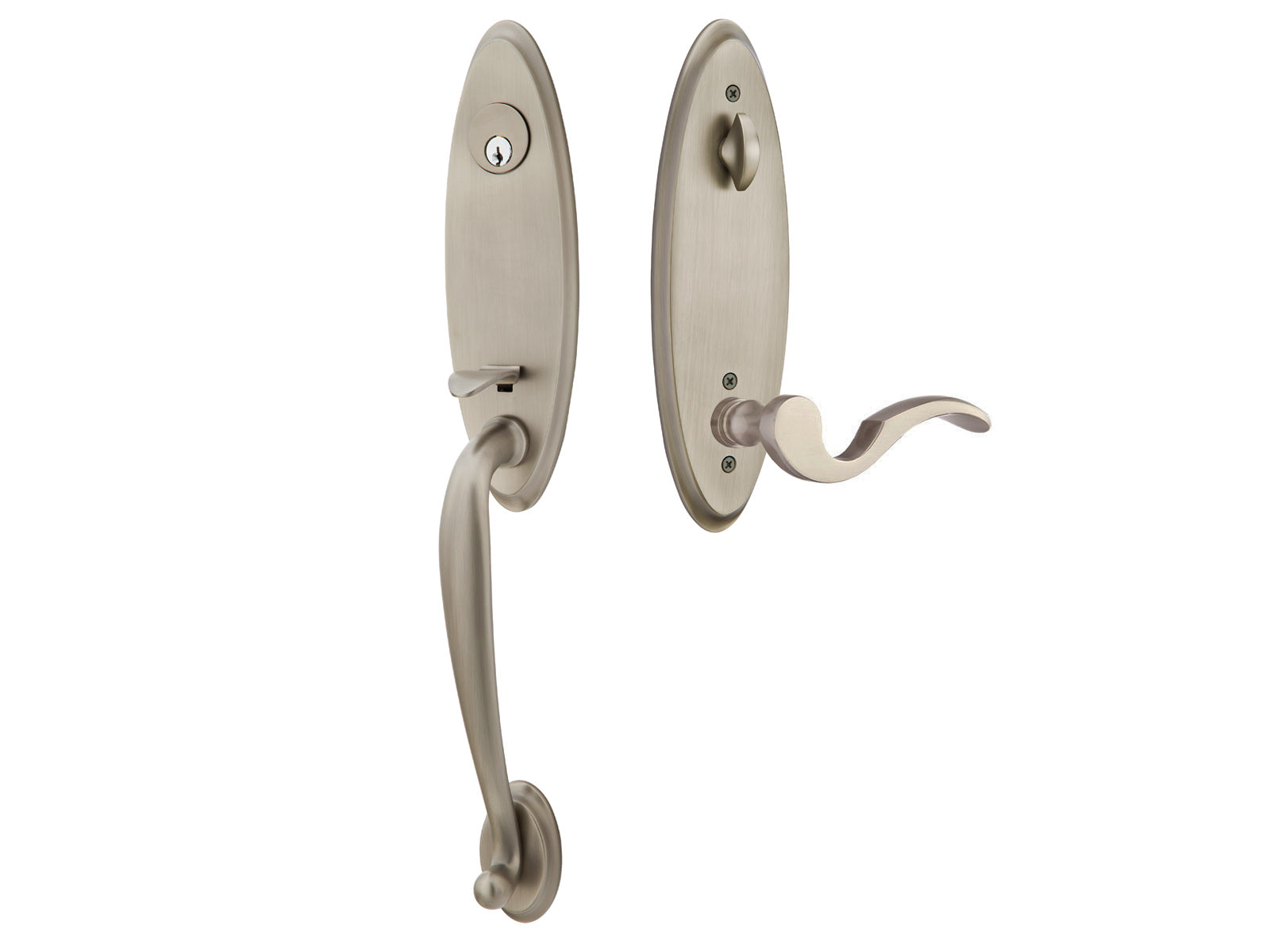 Emtek Memphis Mortise Entry Handleset Pewter US15A