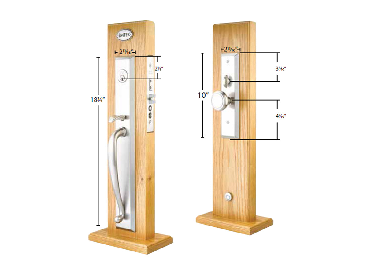 Emtek Middleton Mortise Entry Handleset - Dimensions