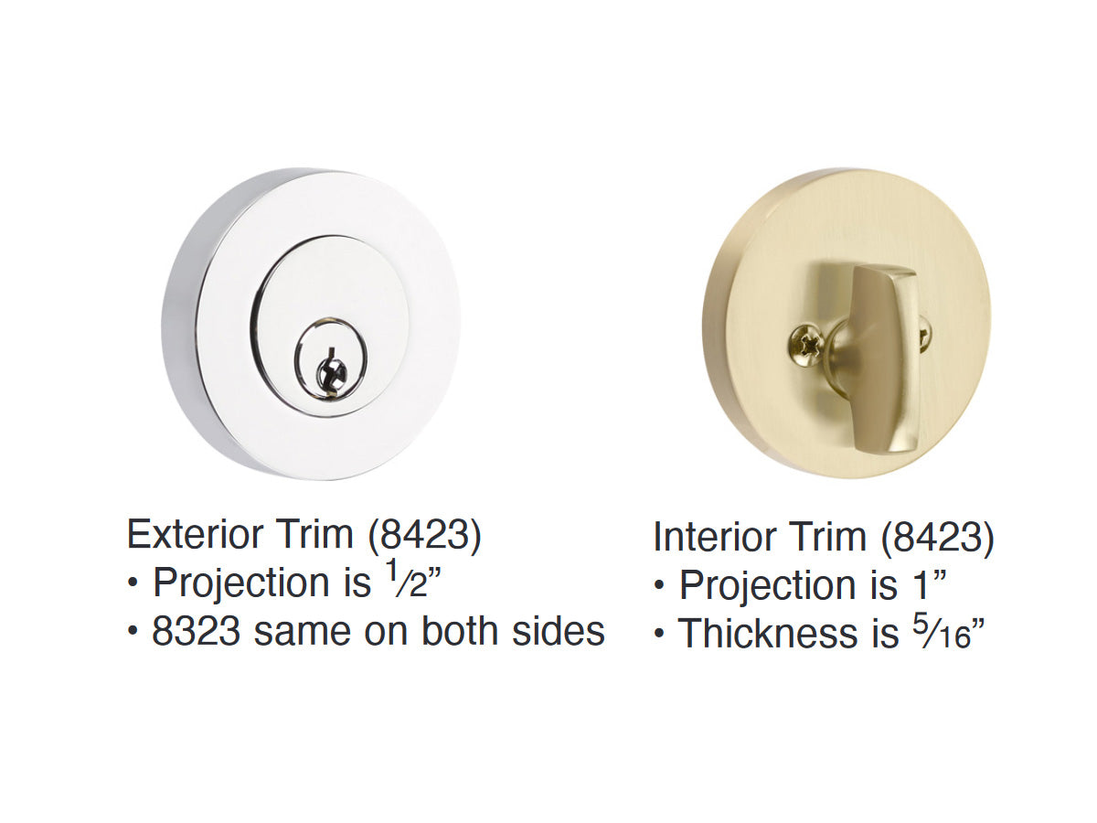 Emtek Modern Disk Deadbolt Brushed Stainless Steel - Dimensions