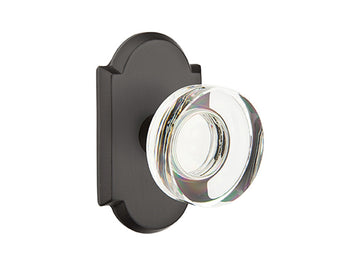 Emtek Modern Disk Crystal Knob Flat Black Bronze Patina FB