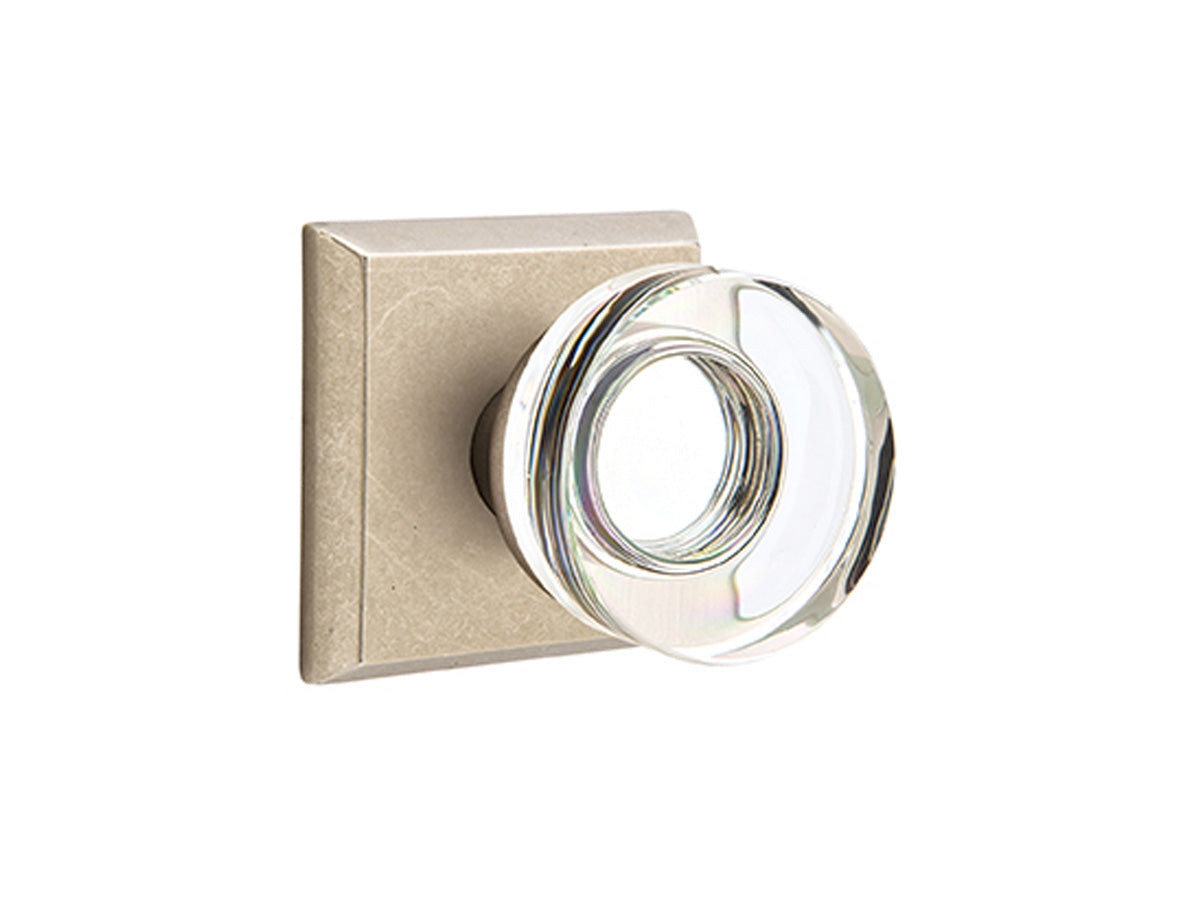 Emtek Modern Disk Crystal Knob Tumbled White Bronze TWB