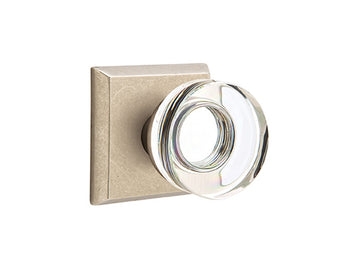 Emtek Modern Disk Crystal Knob Tumbled White Bronze TWB