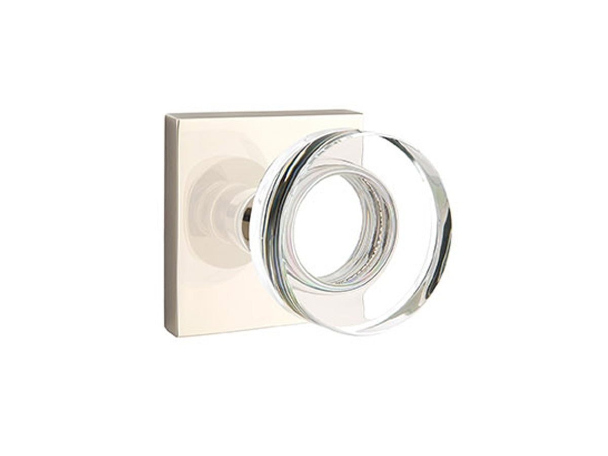 Emtek Modern Disk Crystal Knob Polished Nickel US14