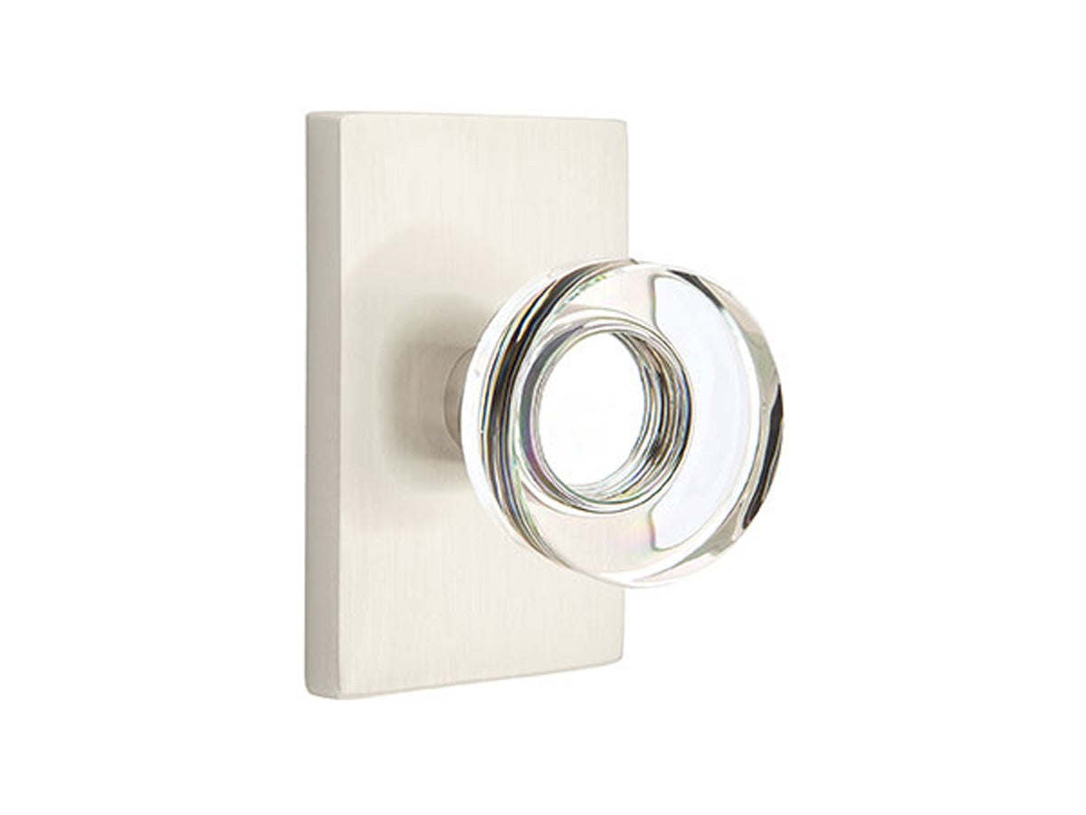 Emtek Modern Disk Crystal Knob Satin Nickel US15