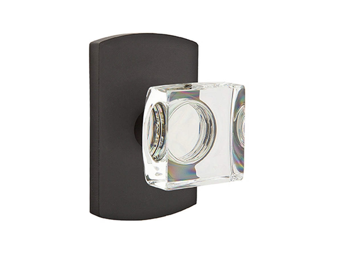 Emtek Modern Square Crystal Knob Flat Black Bronze Patina FB