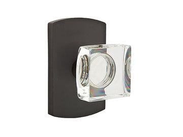 Emtek Modern Square Crystal Knob Flat Black Bronze Patina FB