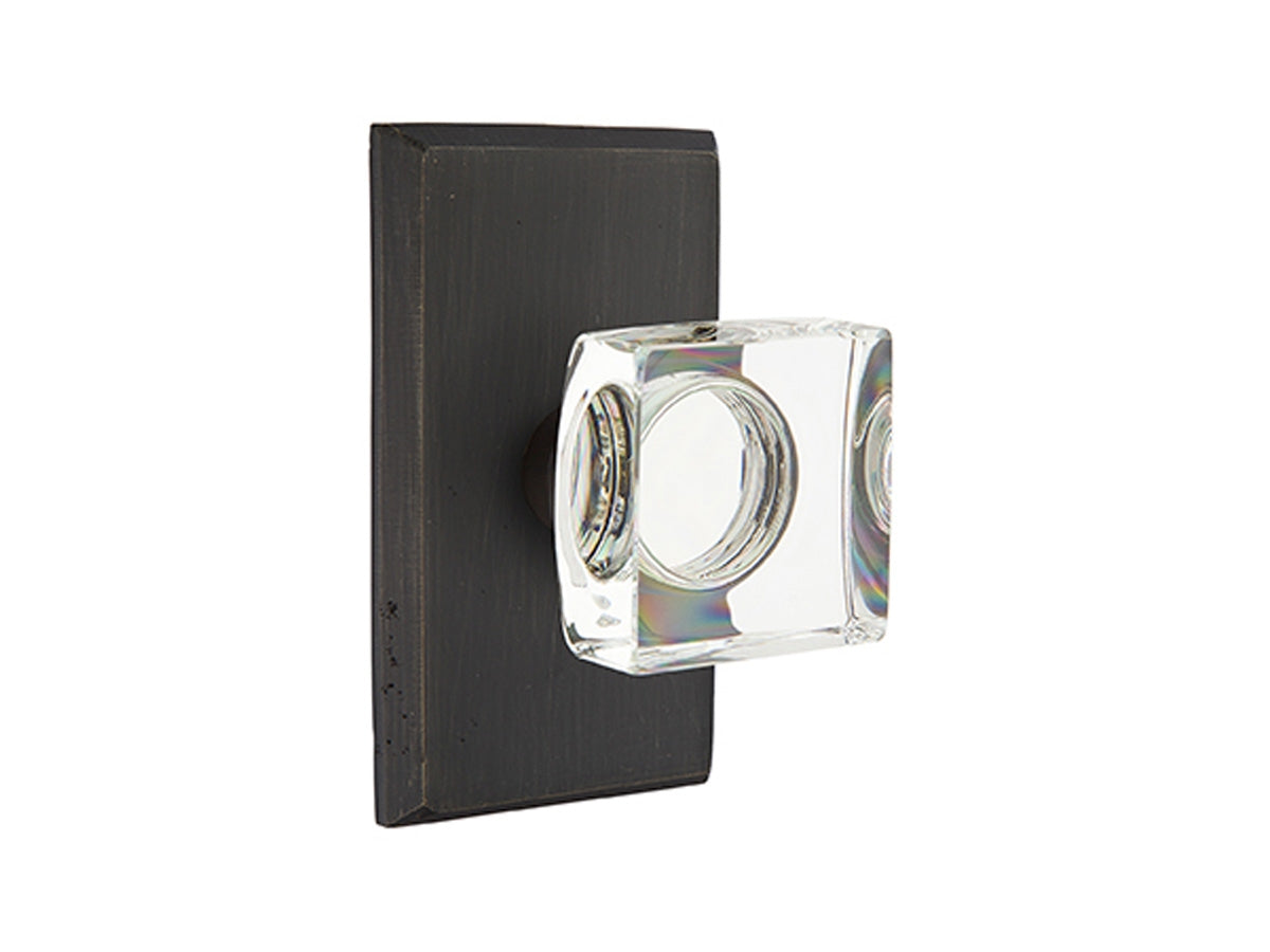 Emtek Modern Square Crystal Knob Medium Bronze Patina MB