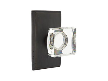Emtek Modern Square Crystal Knob Medium Bronze Patina MB