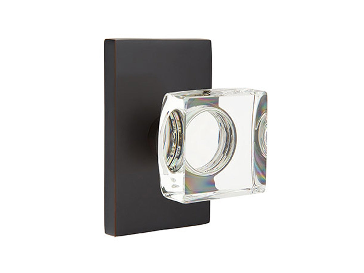 Emtek Modern Square Crystal Knob Oil Rubbed Bronze US10B