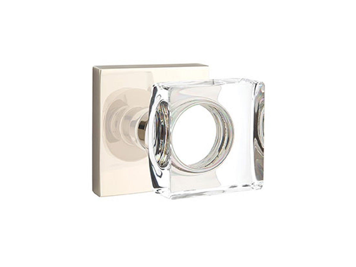 Emtek Modern Square Crystal Knob Polished Nickel US14