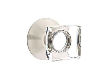 Emtek Modern Square Crystal Knob Satin Nickel US15