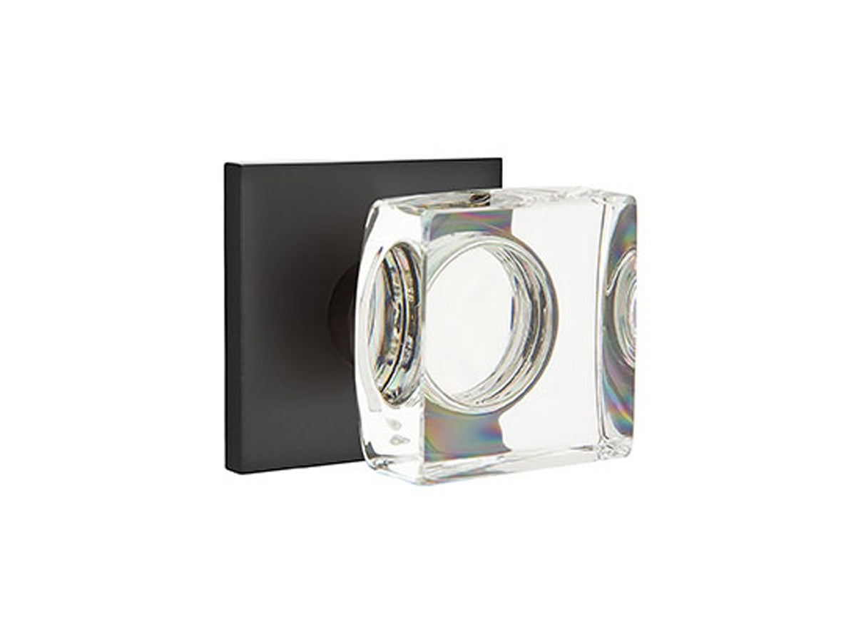 Emtek Modern Square Crystal Knob Flat Black US19