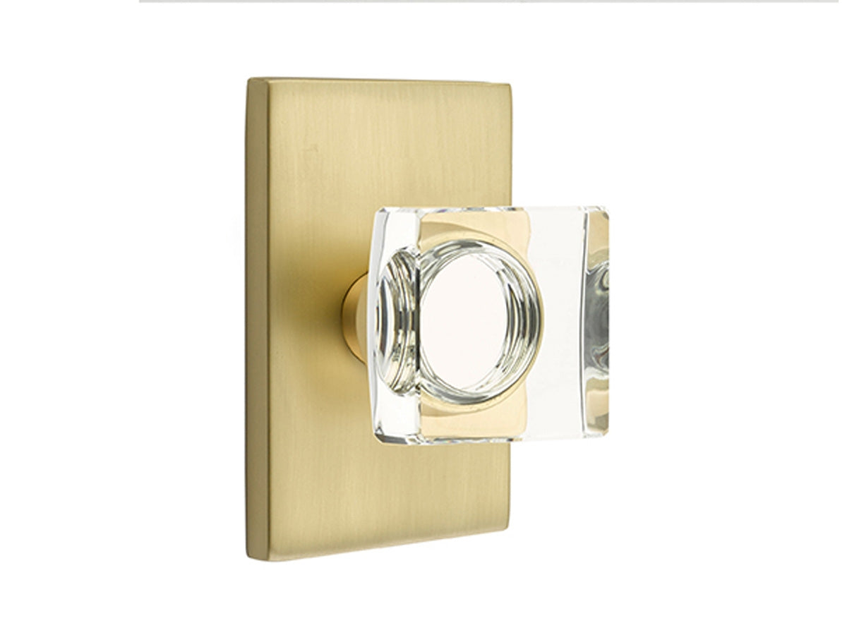 Emtek Modern Square Crystal Knob Satin Brass US4