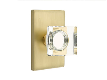 Emtek Modern Square Crystal Knob Satin Brass US4