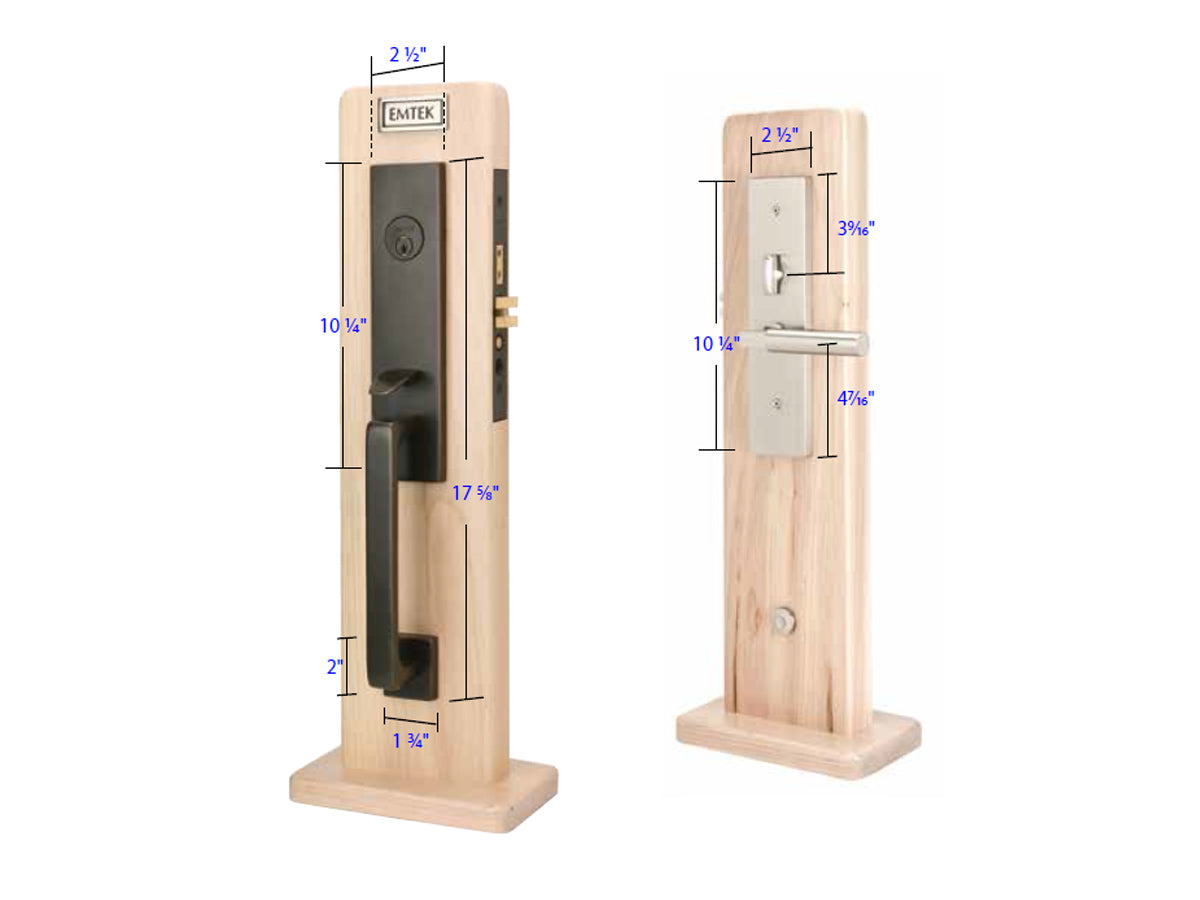 Emtek Mormont Mortise Entry Handleset - Dimensions