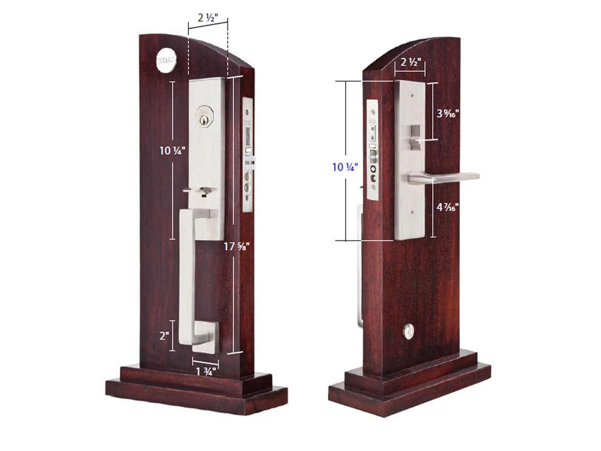 Emtek Mormont Stainless Steel Mortise Entry Handleset - Dimensions